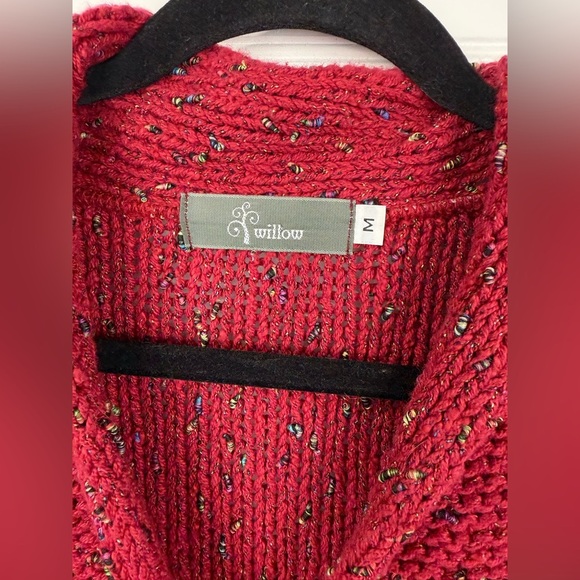 Willow women’s red colorful chunky knit button up sweater. Size M. - Picture 4 of 5